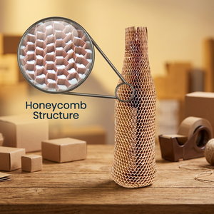 Eco-Friendly Flexible Honeycomb Core Kraft Paper Bottle Sleeve Protective Cushioning Wrap for <b>Glass</b> Bottles - Product Image 3