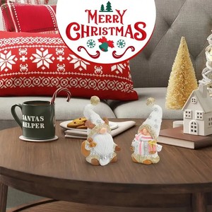 Figuras de Resina de Duendes Navideños, Pareja de Gnomos, Decoración de Mesa para Interiores y Exteriores, Regalo Artesanal Navideño - Product Image 2