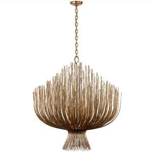 Lustre suspendu en fer doré de style américain, grand modèle, sculpté, pour salon, décoration, branche suspendue, grand luminaire suspendu à LED - Product Image 1