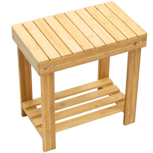 <b>Bamboo</b> bathroom <b>stool</b>, shoe changing <b>stool</b>, storage <b>stool</b>, shower <b>stool</b>, non-slip, thickened, multi-functional bathroom storage - Product Image 3