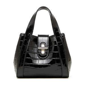 Nouvel Arrivage Sac Seau en Cuir Véritable Gaufré <span class=keywords><strong>Croco</strong></span> pour Femme, Sac Bandoulière à Fermeture Ouverte, Idéal au Quotidien - Product Image 1