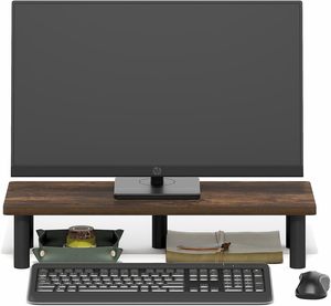 Support d'écran en bois écologique pour ordinateur portable, rehausseur d'écran, organisateur de bureau avec pieds en bois massif - Product Image 1