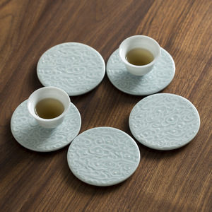 Guanlan Auspicious Cloud Teacup Coaster Porcelain Anti Scalding Mat For Kung Fu <b>Tea</b> Ceremony Ceramic <b>Tea</b> <b>Set</b> Saucers - Product Image 1