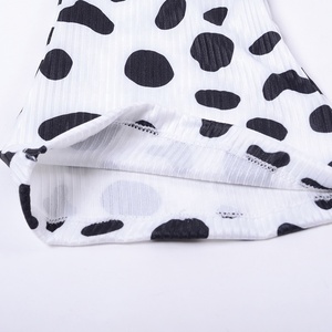 Wholesale 220g Rib Knitted New Boutique Long Leg <b>Flared</b> Printing Baby Girl Bell Pant Ruffle Hem Casual Cow Print <b>Kids</b> Pants - Product Image 5