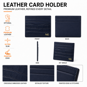 Portefeuille porte-cartes en cuir gaufré crocodile <span class=keywords><strong>bleu</strong></span> <span class=keywords><strong>marine</strong></span> pour homme, idéal pour les voyages d'affaires, avec poche avant fine multi-fentes, design personnalisé - Product Image 3