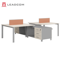 Poste de travail modulaire LEADCOM G-FN643M de classe E0 pour bureau ouvert, bureau de personnel face à face avec cloison de rangement pour bureau commercial