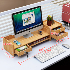 Supporto Regolabile <span class=keywords><strong>in</strong></span> <span class=keywords><strong>Legno</strong></span> per Monitor con 3 Cassetti, Rialzo per Monitor <span class=keywords><strong>in</strong></span> Bambù per Computer, Laptop, Stampante, Organizzatore <span class=keywords><strong>da</strong></span> <span class=keywords><strong>Scrivania</strong></span> - Product Image 2