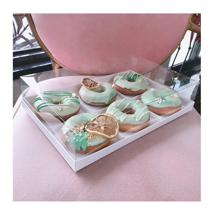 Transparent Boxes For Cakes IMEE Beautiful Transparent 10" 6 9 Grid Tall Cake Donut Box Pastries Souffle Fruit Tart Packing Box Clear Dessert Box For Party