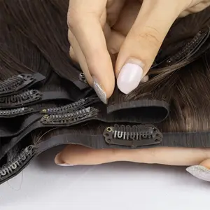 Clip invisible en PU de génie russe 2024 brut dans les extensions de cheveux Clip sans couture en cheveux humains 100% à cuticules alignées dans l'extension de cheveux