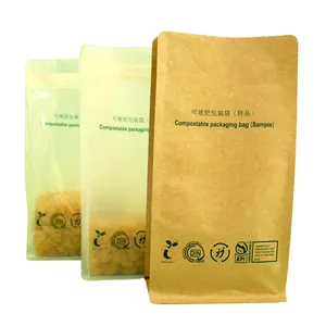 industrial compostable Biodegradable Composite structure eight side seal bag ripper zipper stand up pouch