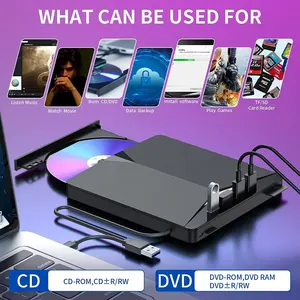 Novo acessório eletrônico para CD/DVD +/-RW, queimador óptico externo fino e compactador de CD-ROM, acessório eletrônico