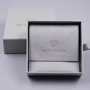 Kotak Penyimpanan Perhiasan Persegi Cincin Anting-Anting Kalung Gelang Tampilan Kotak Hadiah Pemegang Karton Logo Kustom Tas Perhiasan Kantong