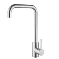 Robinet de cuisine moderne minimaliste en acier inoxydable 304, finition céramique brossée, bec rotatif anti-éclaboussures pour montage sur plan