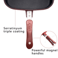 Poêle de cuisson antiadhésive carrée double face pour crêpes, omelettes, sandwichs et grillades