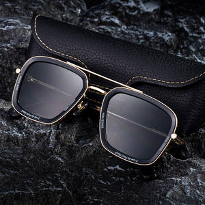 Lunettes de soleil à monture carrée, branches en métal, protection UV400, unisexe, pour l'extérieur, pare-soleil de classe 2, monture en plastique et métal - Product Image 4