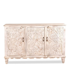 Buffet en bois massif orné, fabriqué à la main avec des panneaux sculptés décoratifs et des tiroirs profonds pour la salle à manger - Product Image 3