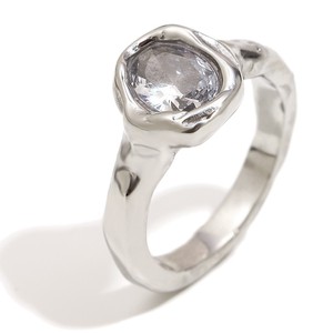 Bague ouverte en acier inoxydable avec double zircon cubique micro-pavé, plaquée rhodium, moderne, unisexe, pour tous les jours et les soirées - Product Image 5