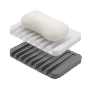 Qianrui Soap Dish Rectangular PP Self Drain Non Slip Countertop Organizer White Gray Black - Product Image 1