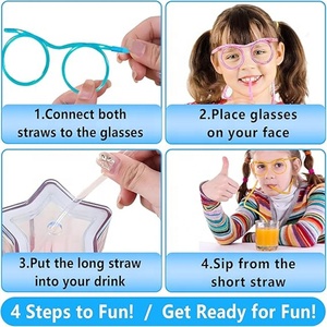 Bicchieri con Cannuccia Divertenti, Occhiali con Cannuccia Riutilizzabili per Feste, Riunioni Annuali, Compleanni - Product Image 3