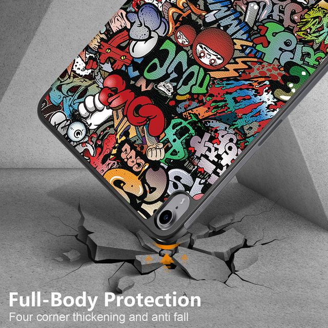 Cover case for iPad 10th/11th Generation 10.9/11 Inch 2022/2025 Ultra-thin Tri-fold Stand Tablet Pattern
