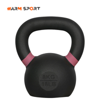 Kettlebell en Fonte Revêtue de Poudre de Haute Qualité, Personnalisable avec Logo, pour Musculation, Haltérophilie, 4-32 KG, avec Anneaux Colorés