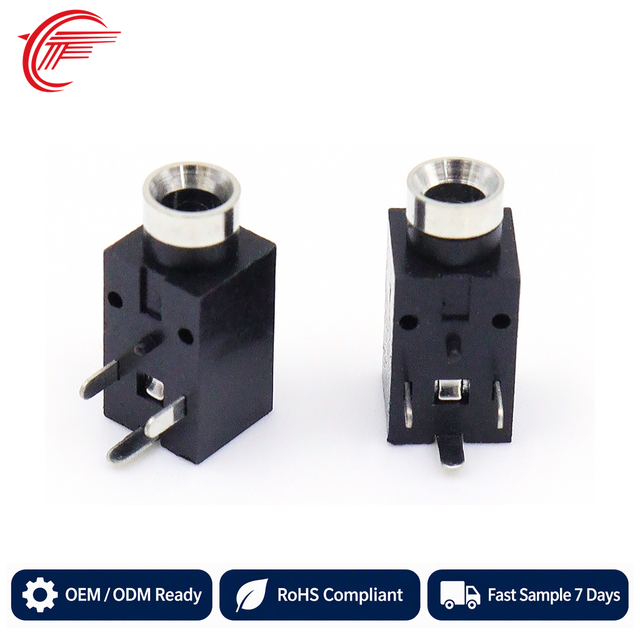 2.5MM Headphone Jack Earphone Socket PJ-210 Three-Pin Straight Plug Copper Audio Socket Female Connector Rectangular RoHS