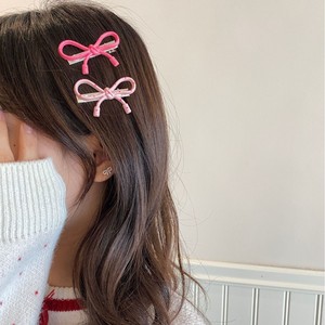 Horquilla sencilla con lazo rosa de lunares, estilo de alta gama para otoño e invierno, clip para flequillo, clip lateral, accesorio para el cabello. - Product Image 2
