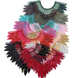 Đen <span class=keywords><strong>sequin</strong></span> đính cườm cổ áo đính miếng vá, tự làm trang phục cổ tôn tạo cho trang phục, áo choàng, sân khấu, hoặc buổi tối mặc - Product Image 1