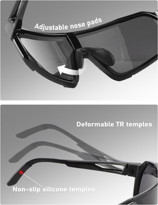 Lunettes de vélo photochromiques demi-cerclées pour pickleball, protection oculaire, verres TR90 pour cyclisme sur route, changement de couleur, anti-buée, lunettes de soleil de tennis - Product Image 3