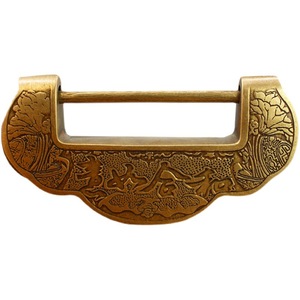 Candado de latón estilo chino para gabinetes, con apertura horizontal y perno grabado, para cajas de muebles, diseño duradero - Product Image 2