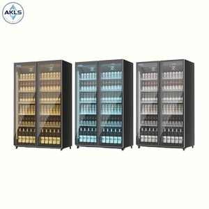 <span class=keywords><strong>Vitrine</strong></span> réfrigérée verticale à double porte vitrée, refroidissement par air, 1000L, éclairage 3 couleurs, vente chaude, idéale pour les boissons - Product Image 1