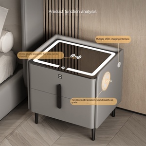 2025 New <strong>Smart</strong> Mobile Modern Simplicity Bedroom Bedside Nightstand Storage Large Size Solid Wood Frame Bedroom <strong>Furniture</strong> - Product Image 3