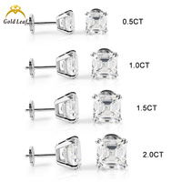Altın Yaprak 10 ayar 14 ayar 18 ayar Beyaz Altın 0.5 karat-2 karat IGI DEF VVS VS Asscher Kesim Laboratuvarda Yetiştirilmiş Elmas Küpe Unisex Hediye Düğün