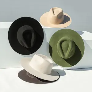 LOGO personalizzato 100 donna in lana australiana da uomo a tesa larga western jazz 100 in lana panama in feltro fedora cappello da donna