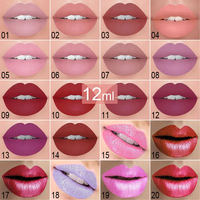 Rouge à lèvres liquide imperméable de miroitement mat de scintillement de lustre à lèvres de maquillage de 20 couleurs Offre Spéciale