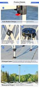 Tonnelle de jardin 3x3m avec structure en PVC et bâche en nylon, distance entre les poteaux de 6m, cadre imprimé pour événements, fêtes et expositions - Product Image 5