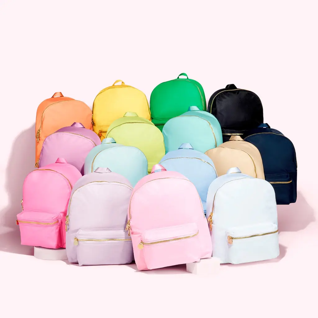 Bolsa de libro de nailon personalizada para niños y mujeres, mochilas de nailon con parches de diseño arcoíris