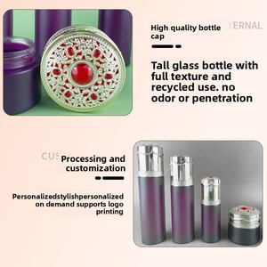 Set de Cuidado de la Piel de Lujo para Mujer, Botella de Crema Facial de Vidrio Cuadrada con Recubrimiento UV, Pulverizador de Tónico Electrochapado, Venta al Por Mayor - Product Image 4