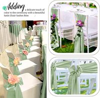 Nœuds de chaise bleus en satin avec attaches pour dossier, fournitures pour la décoration de chaises de fête, de cérémonie et de banquet