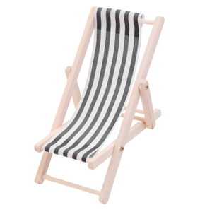 1:12 maison de poupée <span class=keywords><strong>Mini</strong></span> meubles modèle fini rayé en bois inclinable multicolore chaise de plage - Product Image 6