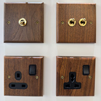 Prise murale universelle européenne 86 avec panneau en noyer, interrupteur à bascule en laiton, style rétro, UK/EU 13A 250V 10A 20A USB Villa