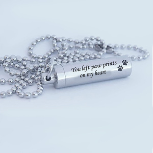 Kalung Liontin Abu untuk Hewan Peliharaan/Baja Tahan Karat Silinder Perhiasan Guci Kremasi Kenang-kenangan Kenangan - Product Image 3