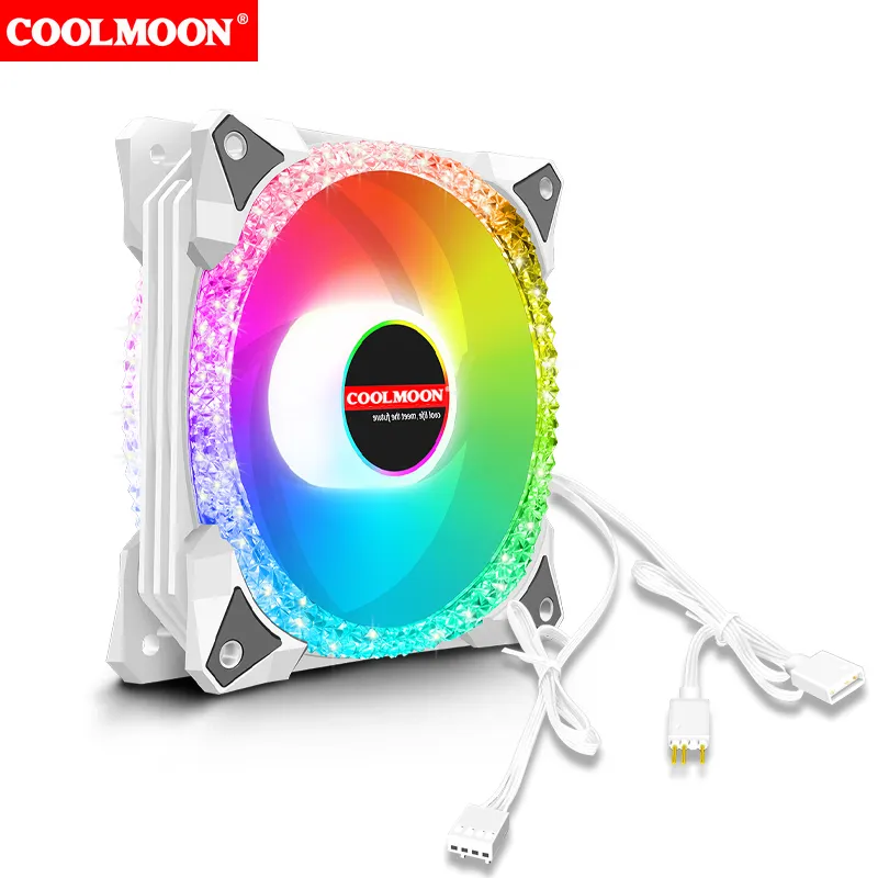 COOLMOON AS2 PWM ARGB FAN 120mm dual diamond ring computer case cooling fans use cpu cooler