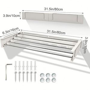 Sliding Retractable Collapsible Fordable Pull Push Out Steel Clothes Drying Rack Clothes Korea Wall Mount Hanger for the Clothes - Product Image 6
