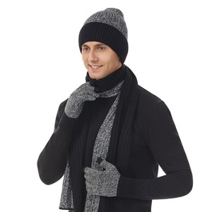 Ensemble bonnet, écharpe et gants tricotés pour hommes et femmes, ensemble trois pièces en fibre acrylique épaisse et chaude pour l'automne et l'hiver, unisexe pour adultes - Product Image 3