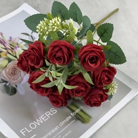Bouquet de roses artificielles faites à la main LUYI en gros, avec cristaux scintillants – Arrangement durable et compact pour Pâques et le Nouvel An