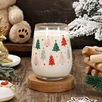 Gobelets de sapin de Noël peints à la main en gros Verres de mariage Verres en verre personnalisés Verres à vin sans pied pour les vacances de Noël