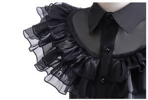 Disfraz de Halloween para Adulto, Disfraz de <span class=keywords><strong>Miércoles</strong></span> <span class=keywords><strong>Addams</strong></span>, Estilo Gótico, Encaje de Tul Negro - Product Image 5