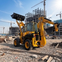 Backhoe Loader Tugas Berat 7200kg, Front Loader, Wheel Loader, Traktor, Mesin Diesel Yunnei 92KW, Kapasitas Bucket 1CBM, CE/EPA