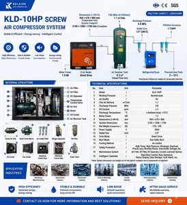 High Efficiency 10HP 7.5kW Industrial Rotary Screw Air Compressor Direct Drive Stationary Air <b>Cooled</b> 8 <b>Bar</b> 1.1m³/min 380V Clyde - Product Image 5